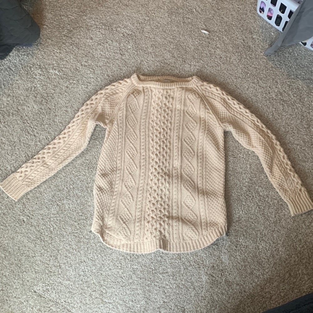 L L Bean signature cable knit sweater cream medium - EUC